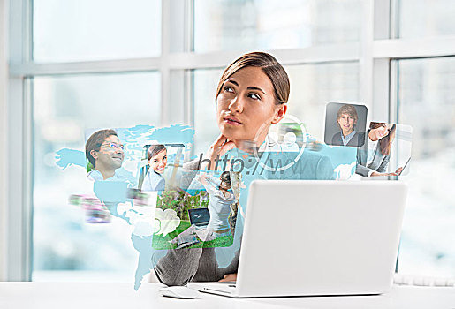 职业女性,上网,现代,笔记本电脑