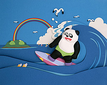 熊猫,冲浪