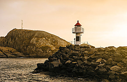 灯塔,港口,入口,瑞恩,罗弗敦群岛,挪威