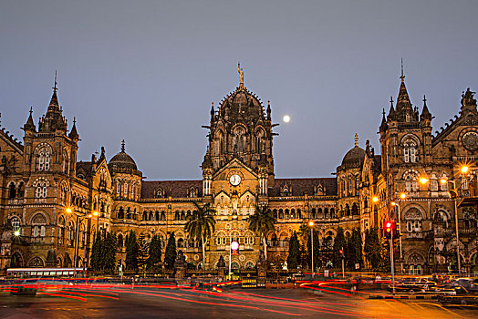 印度,孟买,街道,维多利亚站
