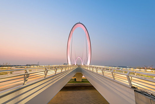 江苏南京,南京,步行桥,建筑,夜景