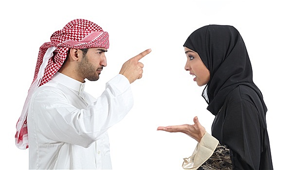 阿拉伯,情侣,讨论,愤怒