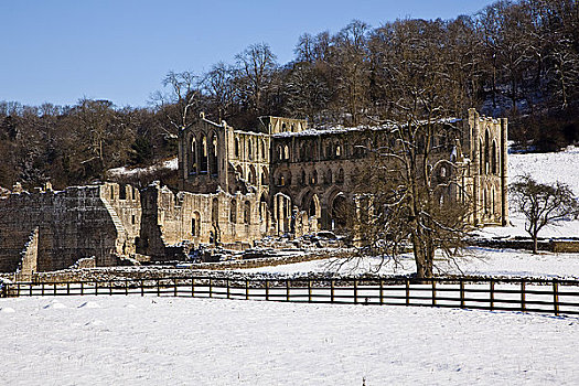 英格兰,北约克郡,雪,遮盖,地面,遗址,亨利三世