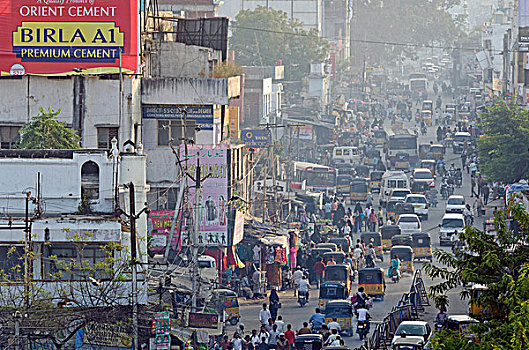 热闹街道,靠近,纪念建筑,海得拉巴,安得拉邦,印度,亚洲
