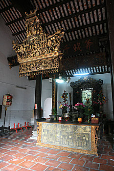马来西亚,槟城,鲁班古庙内的木雕