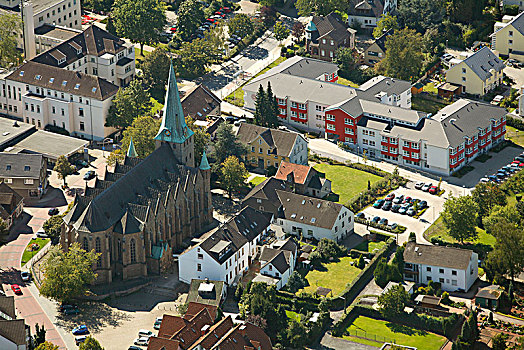 航拍,大教堂,鲁尔区,北莱茵威斯特伐利亚,德国,欧洲