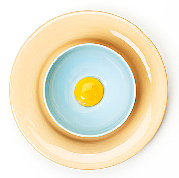 蛋,蛋黄,碗,盘子,俯视