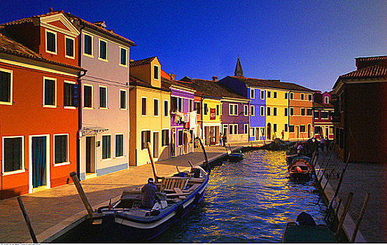 船,房子,威尼斯泻湖,意大利