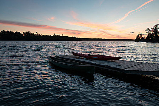 船,码头,湖,木头,安大略省,加拿大