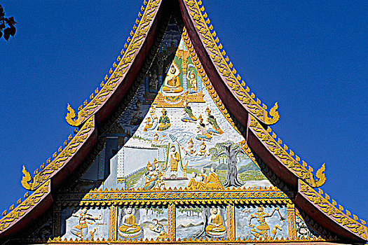 老挝,万象,寺院,佛教寺庙,屋顶