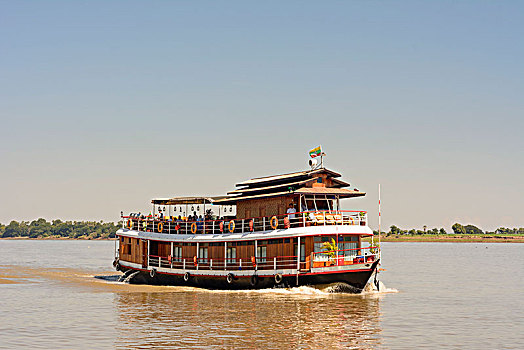 伊洛瓦底江,河,游船,曼德勒,区域,缅甸