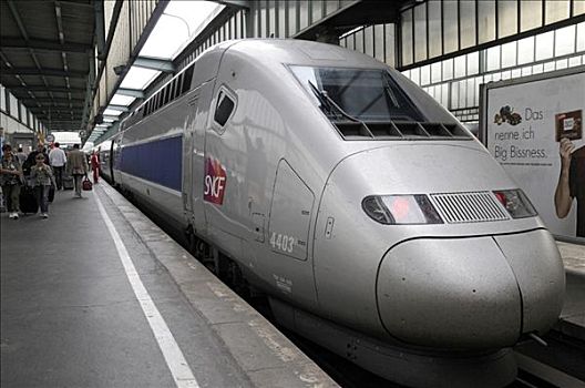 高速火车,列车,巴黎,斯图加特,中央车站,巴登符腾堡,德国,欧洲