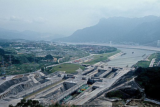 长江三峡三峡大坝坛子岭风景区与五级船闸