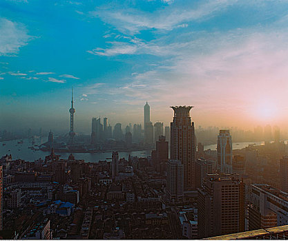 俯视,城市,上海,中国
