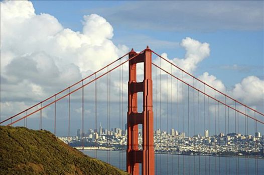 桥,海洋,城市,背景,金门大桥,旧金山,加利福尼亚,美国