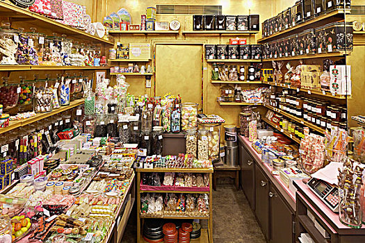 各种各样的,糖果,巧克力,在商店,米歇尔,巴黎,法国