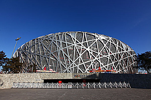 中国,北京,全景,鸟巢,国家体育场,蓝天,奥运会,奥林匹克公园,地标,建筑