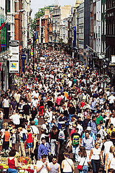 街道,都柏林,城市,爱尔兰,拥挤,购物区