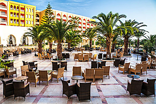 户外,酒吧,区域,五星级,度假酒店,靠近,港口,突尼斯