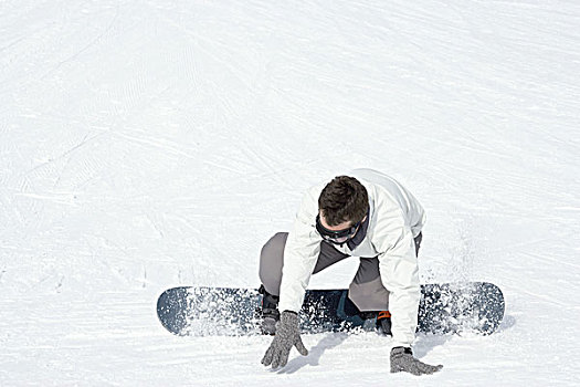 男青年,滑雪板,落下,俯视,全身