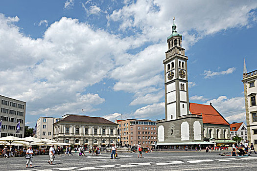 市政厅,塔,奥格斯堡,斯瓦比亚,巴伐利亚,德国,欧洲