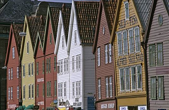老,木屋,卑尔根,挪威