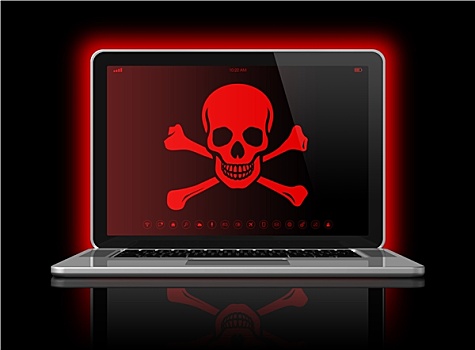 笔记本电脑,海盗,旗帜,显示屏,黑客攻击,概念