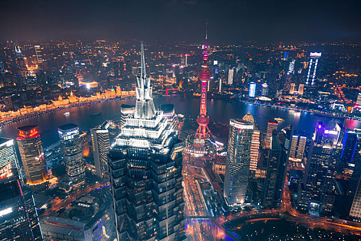 上海城市夜景全景