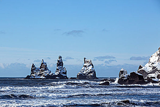 三个,顶峰,波浪,南,冰岛