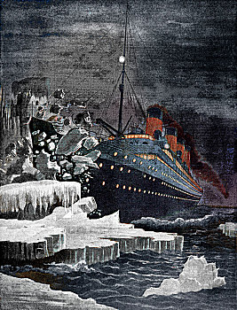泰坦尼克号,冰山,艺术家,未知