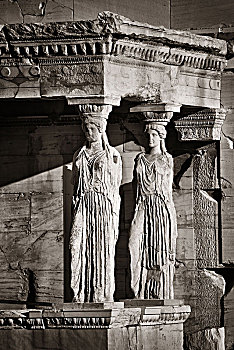 门廊,女像柱,伊瑞克提翁神庙,庙宇,卫城,雅典,希腊