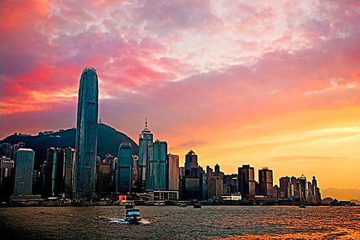中国,香港,维多利亚港,太平山,风景,船