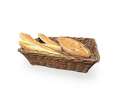 面包筐,隔绝,白色背景