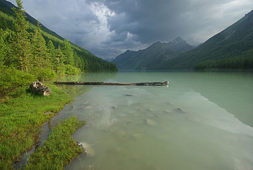 漂亮,山景,靠近,湖,高山湖,山地,水,山谷