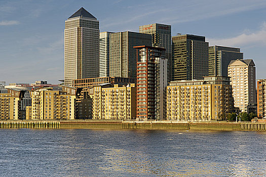 英格兰,伦敦,金丝雀码头,晚间,风景,泰晤士河,展示,住宅,公寓,海洋,码头,岛,狗