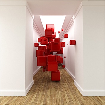 走廊,红色