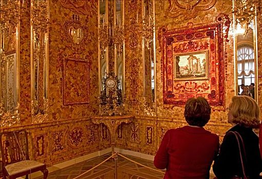 俄罗斯,圣彼得堡,普希金,城堡,宫殿,琥珀色,房间,历史,画框,室内