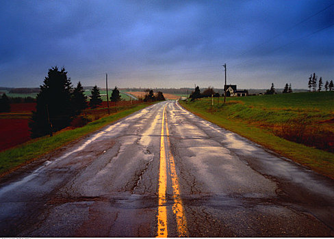 道路,雷雨天气,爱德华王子岛,加拿大