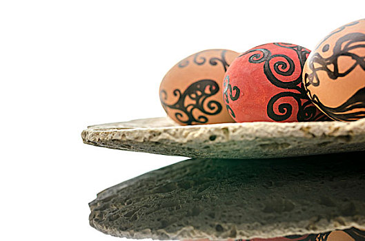 复活节彩蛋,石头,盘子