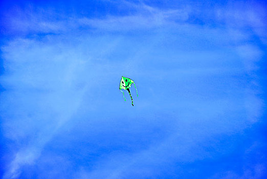 风筝飞在蓝天白云中