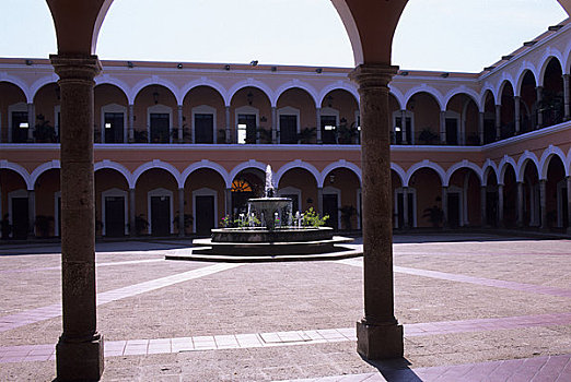 墨西哥,锡纳罗亚州,市政厅,老,殖民地,建筑,喷泉