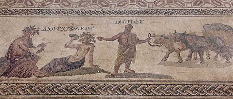 古老,镶嵌图案,地面,考古公园,帕福斯,南方,塞浦路斯,欧洲