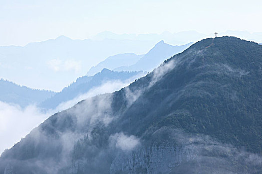 雾,萨尔茨卡莫古特,山,奥地利