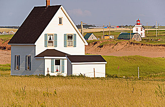 房子,岸边,海岸线,爱德华王子岛,加拿大