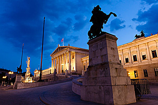 奥地利,国会大厦,黄昏,维也纳