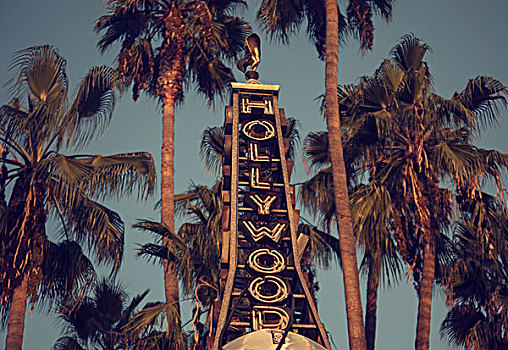 好莱坞,霓虹标识,洛杉矶,加利福尼亚,美国