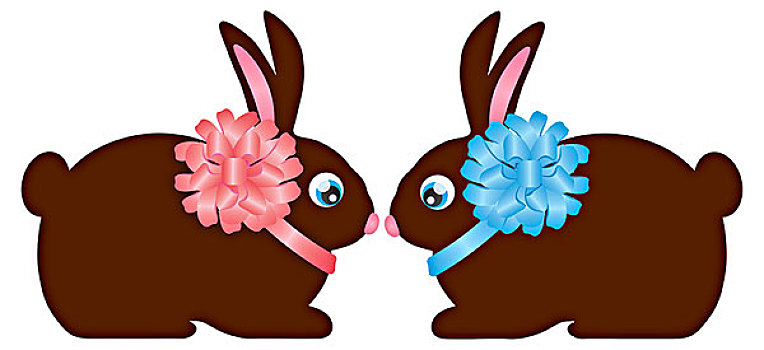 复活节,白天,巧克力兔,兔子,一对