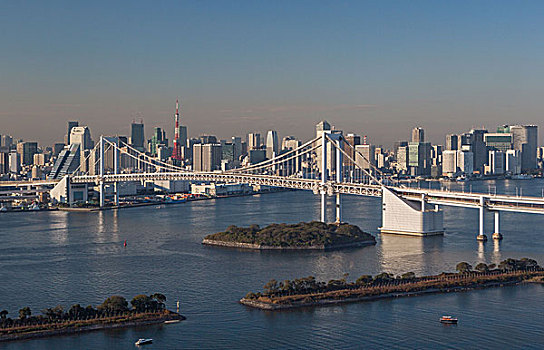 日本,东京,城市,东京湾,天际线,彩虹桥