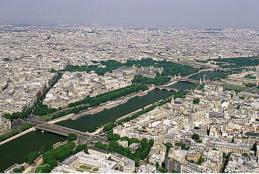 航拍,巴黎,展示,塞纳河
