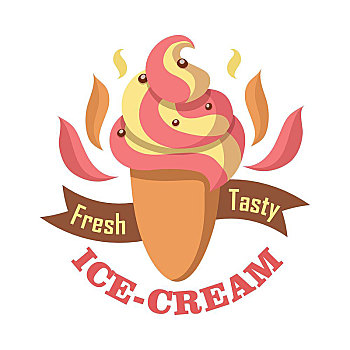 新鲜,美味,冰淇淋,标识,隔绝,白色背景,清爽,夏天,甜,柠檬,草莓冰激凌,糖果,插画,设计,餐馆,菜单,矢量,营养,乳制品